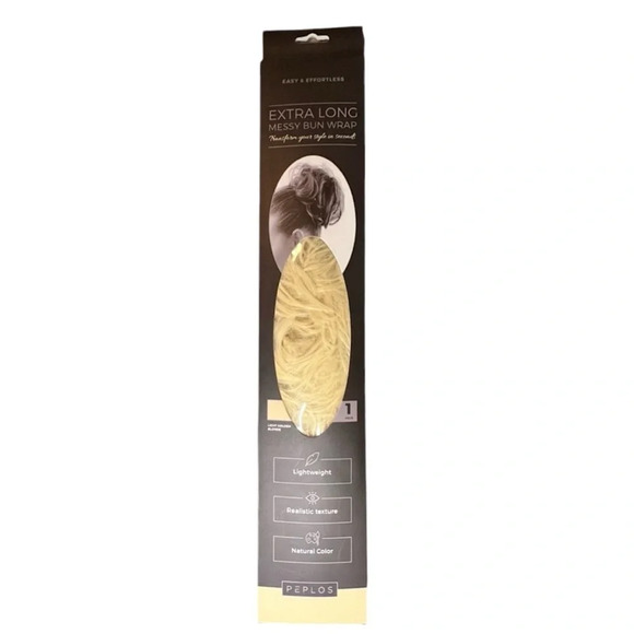 Extra Long  Messy Bun Wrap for Effortless Style Light Golden Blonde - Picture 3 of 4